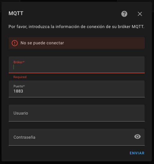 Error al configurar el bróker MQTT