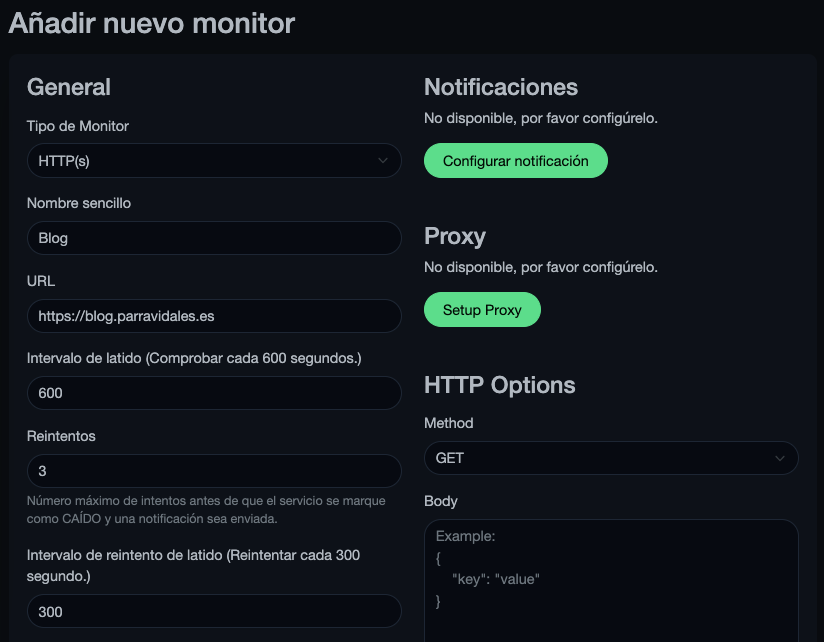 Creación de un nuevo monitor HTTPS