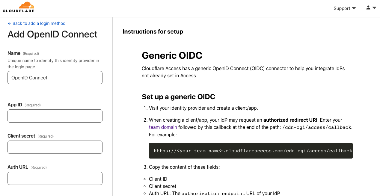 Configuración de un método OIDC en Cloudflare Zero Trust